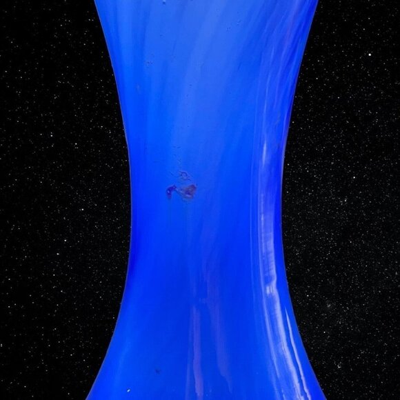 Vintage Art Glass Jack In The Pulpit Blue Swirl Vase Hand Blown 9”T 7”W - Picture 11 of 12